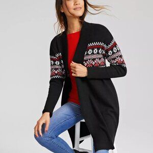 Charter Club Sweater Fair Isle 100% Cashmere Open Front Cardigan Womens Medium